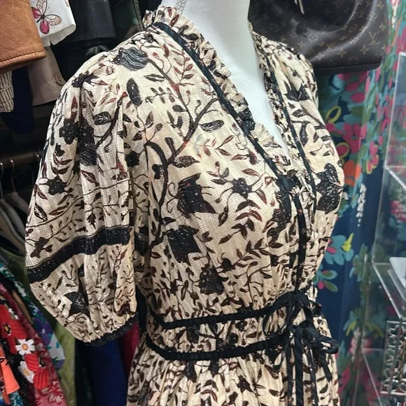 Ulla Johnson Black and Cream Floral Dress - Picture 4 of 6